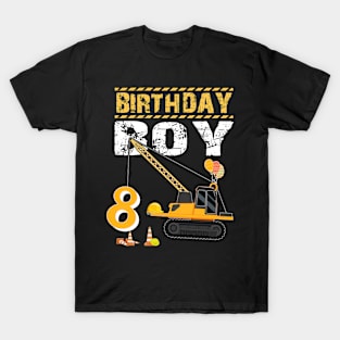 Birthday Boy 8 Construction T-Shirt